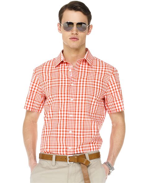 michael kors plaid shirt men red